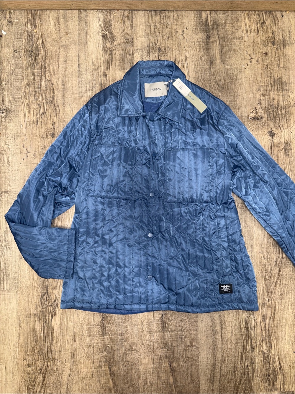 Hudson Lightweight Quilted Blue Snap-Front Puffer Jacket